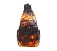 YYHWHJDE Cross Chest Bag Diagonally for Men and Women - Lightweight and Durable with High Storage Capacity Basketball on Fire and Water Flame Splashing Printed