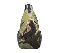 YYHWHJDE Cross Chest Bag Diagonally for Men and Women - Lightweight and Durable with High Storage Capacity Monkey sitting on a tree Prints