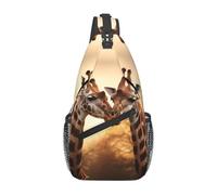 YYHWHJDE Cross Chest Bag Diagonally for Men and Women - Lightweight and Durable with High Storage Capacity Two giraffes Printed