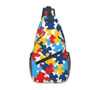 YYHWHJDE Cross Chest Bag Diagonally - Quality, Durable, and Spacious Shoulder Bag for Men and Women autism awareness puzzle pieces heart Picture, Black, One Size