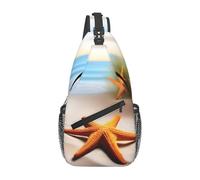 YYHWHJDE Cross Chest Bag Diagonally - Quality, Durable, and Spacious Shoulder Bag for Men and Women Beach Starfish Lands Picture, Black, One Size