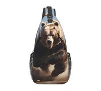 YYHWHJDE Cross Chest Bag Diagonally - Quality, Durable, and Spacious Shoulder Bag for Men and Women Bear Running Picture, Black, One Size