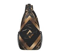 YYHWHJDE Cross Chest Bag Diagonally - Quality, Durable, and Spacious Shoulder Bag for Men and Women Black gold stone pattern Picture, Black, One Size