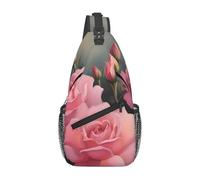 YYHWHJDE Cross Chest Bag Diagonally - Quality, Durable, and Spacious Shoulder Bag for Men and Women blooming pink roses Pattern, Black, One Size