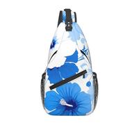 YYHWHJDE Cross Chest Bag Diagonally - Quality, Durable, and Spacious Shoulder Bag for Men and Women blue hawaiian flowers Pattern, Black, One Size