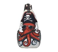 YYHWHJDE Cross Chest Bag Diagonally - Quality, Durable, and Spacious Shoulder Bag for Men and Women Cartoon Sailing Pirate Octopus Picture, Black, One Size