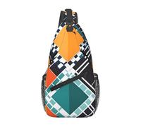 YYHWHJDE Cross Chest Bag Diagonally - Quality, Durable, and Spacious Shoulder Bag for Men and Women Checkered Rhombus Pattern Picture, Black, One Size