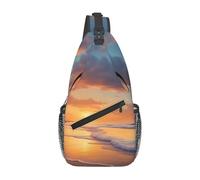 YYHWHJDE Cross Chest Bag Diagonally - Quality, Durable, and Spacious Shoulder Bag for Men and Women Cloudy Sunset Beach Picture, Black, One Size
