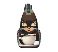 YYHWHJDE Cross Chest Bag Diagonally - Quality, Durable, and Spacious Shoulder Bag for Men and Women Coffee cats drink coffee Printing, Black, One Size