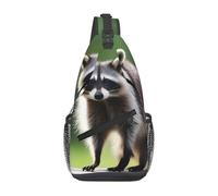 YYHWHJDE Cross Chest Bag Diagonally - Quality, Durable, and Spacious Shoulder Bag for Men and Women cute raccoon Picture, Black, One Size