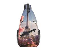 YYHWHJDE Cross Chest Bag Diagonally - Quality, Durable, and Spacious Shoulder Bag for Men and Women Flower Paris Eiffel Tower Printing, Black, One Size