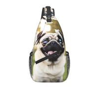 YYHWHJDE Cross Chest Bag Diagonally - Quality, Durable, and Spacious Shoulder Bag for Men and Women Funny Happy Pug Dog Picture, Black, One Size