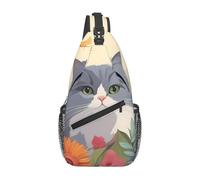 YYHWHJDE Cross Chest Bag Diagonally - Quality, Durable, and Spacious Shoulder Bag for Men and Women Funny Cats Birds and Flowers Prints, Black, One Size
