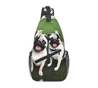 YYHWHJDE Cross Chest Bag Diagonally - Quality, Durable, and Spacious Shoulder Bag for Men and Women Funny Happy Pug Dog Picture, Black, One Size