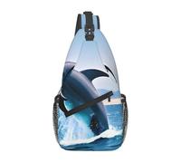 YYHWHJDE Cross Chest Bag Diagonally - Quality, Durable, and Spacious Shoulder Bag for Men and Women Jumping up dolphins Pattern, Black, One Size