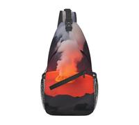 YYHWHJDE Cross Chest Bag Diagonally - Quality, Durable, and Spacious Shoulder Bag for Men and Women Kilauea Volcano Picture, Black, One Size