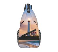 YYHWHJDE Cross Chest Bag Diagonally - Quality, Durable, and Spacious Shoulder Bag for Men and Women Lighthouse Beach Printing, Black, One Size