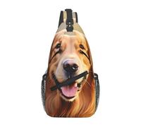 YYHWHJDE Cross Chest Bag Diagonally - Quality, Durable, and Spacious Shoulder Bag for Men and Women Lovely Golden Retriever Dog Picture, Black, One Size