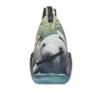 YYHWHJDE Cross Chest Bag Diagonally - Quality, Durable, and Spacious Shoulder Bag for Men and Women Manatee Animals Picture, Black, One Size