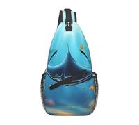 YYHWHJDE Cross Chest Bag Diagonally - Quality, Durable, and Spacious Shoulder Bag for Men and Women Manta Ray and Fish Pattern, Black, One Size