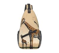 YYHWHJDE Cross Chest Bag Diagonally - Quality, Durable, and Spacious Shoulder Bag for Men and Women Mother and child giraffe Pattern, Black, One Size
