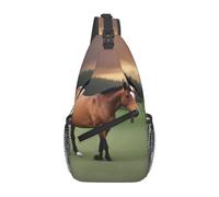 YYHWHJDE Cross Chest Bag Diagonally - Quality, Durable, and Spacious Shoulder Bag for Men and Women Nature Scenic Horse Pattern, Black, One Size