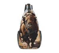 YYHWHJDE Cross Chest Bag Diagonally - Quality, Durable, and Spacious Shoulder Bag for Men and Women North American bison herd Pattern, Black, One Size