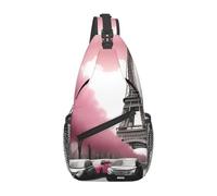 YYHWHJDE Cross Chest Bag Diagonally - Quality, Durable, and Spacious Shoulder Bag for Men and Women Paris Street Eiffel Tower Pink Floral Printing, Black, One Size