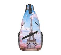 YYHWHJDE Cross Chest Bag Diagonally - Quality, Durable, and Spacious Shoulder Bag for Men and Women paris street eiffel tower pink floral Printing, Black, One Size