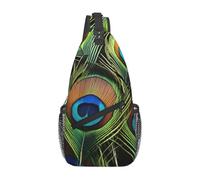 YYHWHJDE Cross Chest Bag Diagonally - Quality, Durable, and Spacious Shoulder Bag for Men and Women Peacock Feathers Picture, Black, One Size