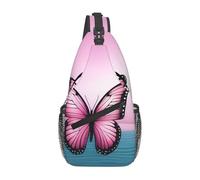 YYHWHJDE Cross Chest Bag Diagonally - Quality, Durable, and Spacious Shoulder Bag for Men and Women Pink Butterfly And Sea Pattern, Black, One Size