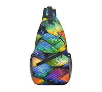 YYHWHJDE Cross Chest Bag Diagonally - Quality, Durable, and Spacious Shoulder Bag for Men and Women Rainbow Fish Scale Prints, Black, One Size