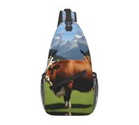 YYHWHJDE Cross Chest Bag Diagonally - Quality, Durable, and Spacious Shoulder Bag for Men and Women Real Swiss Cow Brown Picture, Black, One Size