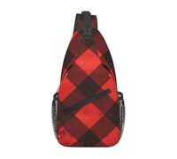 YYHWHJDE Cross Chest Bag Diagonally - Quality, Durable, and Spacious Shoulder Bag for Men and Women red black buffalo check plaid pattern Picture, Black, One Size