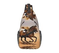 YYHWHJDE Cross Chest Bag Diagonally - Quality, Durable, and Spacious Shoulder Bag for Men and Women Running Horse in Desert Sand Storm Picture, Black, One Size