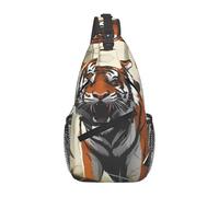YYHWHJDE Cross Chest Bag Diagonally - Quality, Durable, and Spacious Shoulder Bag for Men and Women Serious Tiger Printing, Black, One Size