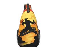 YYHWHJDE Cross Chest Bag Diagonally - Quality, Durable, and Spacious Shoulder Bag for Men and Women Silhouettes of Martial Arts Picture, Black, One Size
