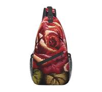 YYHWHJDE Cross Chest Bag Diagonally - Quality, Durable, and Spacious Shoulder Bag for Men and Women ukrainian embroidery style rose Printing, Black, One Size