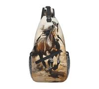 YYHWHJDE Cross Chest Bag Diagonally - Quality, Durable, and Spacious Shoulder Bag for Men and Women Western Horse Prints, Black, One Size