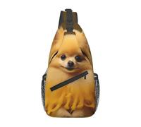 YYHWHJDE Cross Chest Bag Diagonally - Quality, Durable, and Spacious Shoulder Bag for Men and Women Yellow pomeranian Picture, Black, One Size