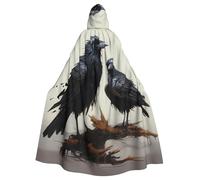 YYHWHJDE Crow Birds Prints Halloween Adult Hooded Cloak for Parties and Costumes