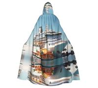 YYHWHJDE Cruise Ship Picture Halloween Adult Hooded Cloak for Role-Playing, Costumes, and Theme Parties