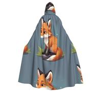 YYHWHJDE Crying Little Fox Pattern Halloween Adult Hooded Cape Cloak No Zipper, Comfortable For Costume Parties