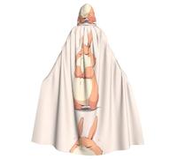 YYHWHJDE Crying Rabbit Pattern Halloween Adult Hooded Cape Cloak No Zipper, Comfortable For Costume Parties