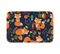 YYHWHJDE Cute Animal Fox Flower Prints Hem Mat 40x60 | High-grade Polyester Bath Throw Rug - Fade-Resistant, Non-Slip & Easy Care for Bathrooms & Guest Suites