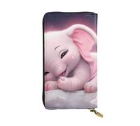 YYHWHJDE Cute Baby Elephant Sleeping Pink Moon Picture Quality Leather Long Clutch Wallet Designed for Fashion Girls and Women Stylish 7.48 x 4.13 in