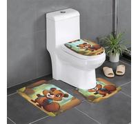 YYHWHJDE Cute Beaver Picture Anti slip floor mat three piece set bathroom carpet anti slip durable