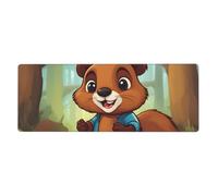 YYHWHJDE Cute Beaver Picture Extra Large Mouse pad, Computer Office Anti Slip Gaming Keyboard Thickened Version 12x31.5in