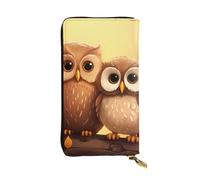 YYHWHJDE Cute Brown Cartoon Owls Pattern Leather long clutch wallet Designed for fashion girls and women stylish and personalized 7.48 x 4.13 in, Black, One Size