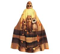 YYHWHJDE Cute Brown Cartoon Owls Printing Halloween Adult Hooded Cloak for Parties and Costume Events